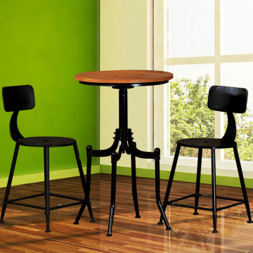 新滢 美式乡村铁木桌椅北欧复古酒吧实木西餐桌书桌办公桌咖啡桌