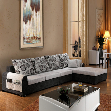富雅诗布艺沙发现代简约时尚客厅沙发可拆洗小户型沙发L型沙发