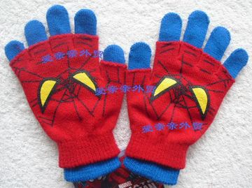 可拆成两副加厚蜘蛛侠手套儿童蜘蛛侠手套男童双层防寒保暖手套