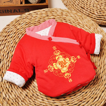偶园 婴儿单衣棉衣纯棉0-3个月新生儿半背绵袄初生婴儿薄棉上衣