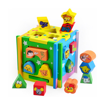 六一儿童节特价儿童形状配对多孔智力盒宝宝图形益智木制玩具