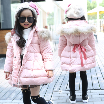 童装女童羽绒棉衣冬装新款韩版儿童加厚立领面包服3-9岁中长外套