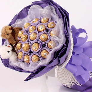 全国包邮 妇女节费列罗巧克力花束礼盒小熊花束生日情人节礼物