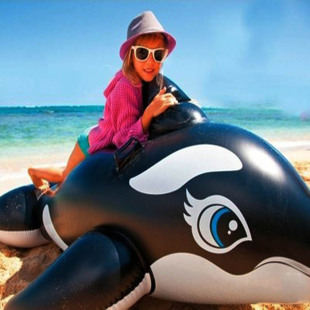 包邮黑鲸鱼坐骑 儿童戏水玩具 游泳用品 充气玩具 水上坐骑座骑