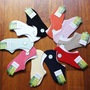 韩国单  舒适时尚竹纤维棉质防滑硅胶船袜短袜 女 10色