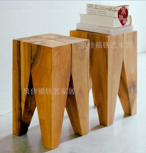 简约现代创意木凳 时尚松木茶几 客厅简易沙发边几角几 实木墩子
