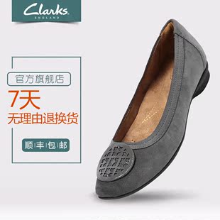 Clarks女士正装羊皮浅口平底圆头单鞋秋CandraBlush2016新品专柜
