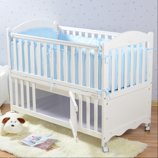 宜家出口婴儿的床实木可变书桌儿童床多用床白色摇篮床宝宝床包邮