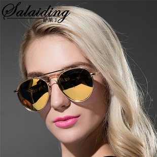 萨莱丁圆形太阳镜偏光大框司机镜男女通用复古蛤蟆镜彩膜反光眼镜