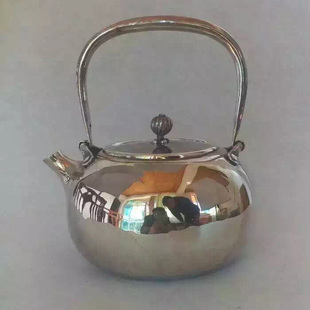 S999纯银 纯手工光面一体银壶 煮水汤沸 煮茶壶 茶道具茶具约600g