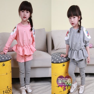 女宝宝春装套装1-2-3-4岁2016新款纯棉卫衣两件套韩版休闲潮小童