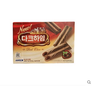韩国进口零食品 可拉奥黑巧克力榛子瓦蛋卷奶油夹心饼干142g