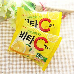韩国进口糖果乐天柠檬维C糖儿童水果vc糖休闲零食补充维生素17.5g
