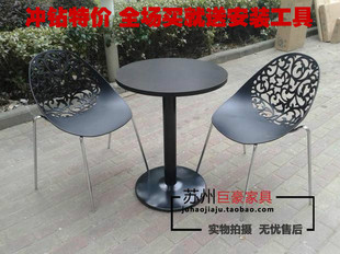 特价现代咖啡创意洽谈桌休闲黑橡木桌快餐桌家用简约小圆桌子圆形