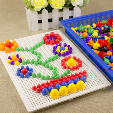 296颗蘑菇钉插板拼图益智玩具3-8岁儿童积木无毒环保塑料