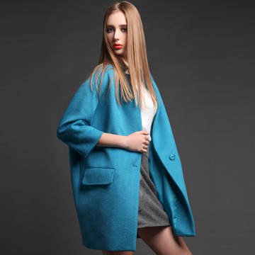 迷失原创2015冬季新款欧美羊毛茧型毛呢外套中长款呢子毛呢大衣女