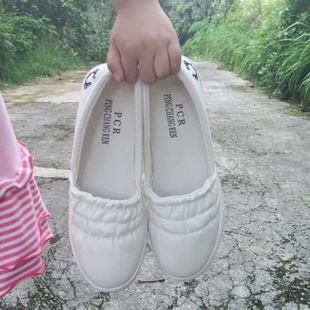 2015新款老北京布鞋 女 夏懒人鞋白色布鞋平底鞋帆布鞋女护士鞋