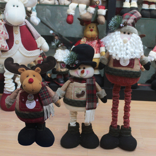 圣诞老人 雪人玩偶公仔伸缩款装饰品圣诞树摆件展示圣诞道具挂件