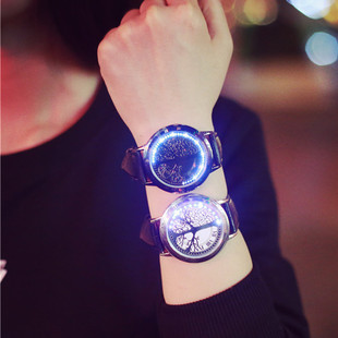 创意触控LED发光简约韩版智能皮带学生防水男女情侣一对电子手表