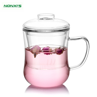 Nonxis龙兮 加厚大容量水杯玻璃茶水分离泡茶杯 透明带盖过滤杯子