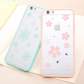 苹果6超薄透明壳iphone6plus手机壳樱花保护套i5S硅胶套带塞防摔