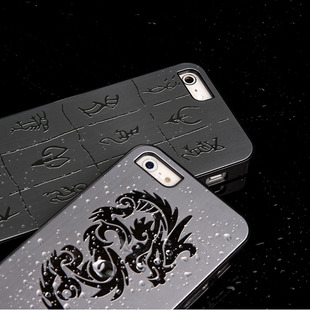 iPhone5金属浮雕手机壳 苹果5s简约中国龙防摔生肖创意保护套男