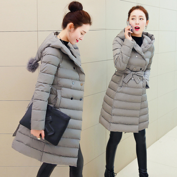 2015冬装新款羽绒棉服外套韩版修身中长款棉袄连帽加厚纯色棉服女