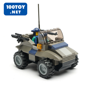 悍马 吉普车 军车 战车 儿童拼装模型 益智玩具 攻击部队 带士兵