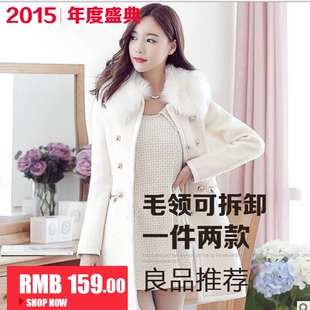 秋冬新款韩版修身女高端双面羊绒中长款羊毛呢大衣廓型加厚外套