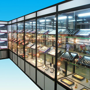 钛合金玻璃样品产品展示柜货架展柜饰品展示架珠宝柜台陈列柜子