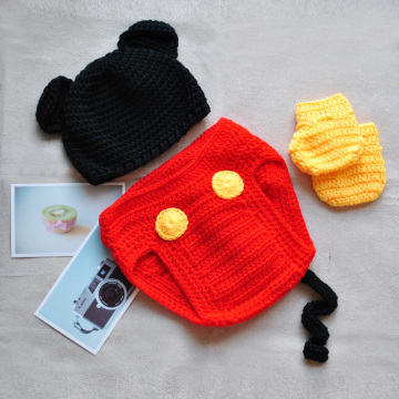 定制可爱造型宝宝百天摄影婴儿毛线帽子针织帽冬儿童款亲子帽