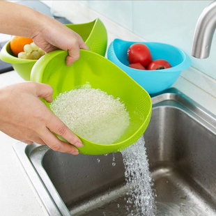 【天天特价】塑料洗米筛洗菜盆沥水果篮家用淘米器掏米箩筐水果蓝