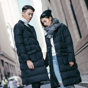 2015冬季新款 韩版宽松大码加厚情侣中长款棉衣 时尚显瘦男女棉服