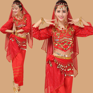 肚皮舞套装新款 印度舞蹈服装 高档演出 舞台表演秋冬长袖练习服