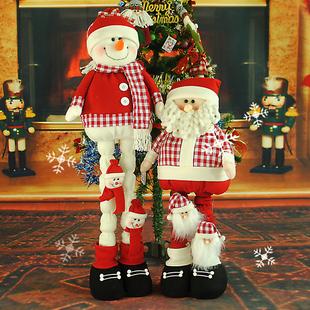 圣诞节用品圣诞节装饰品摆设 站立伸缩圣诞老人雪人摆设品
