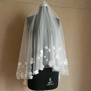 【凯蒂】独家新款立体花瓣1.5米中长短款可爱浪漫公主新娘软头纱