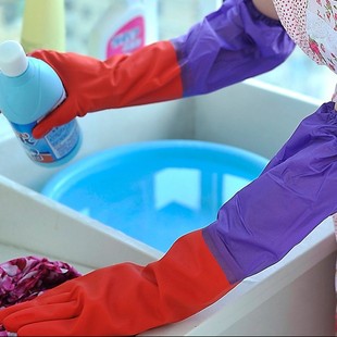 绒里加厚加长保暖橡胶手套加棉乳胶手套厨房洗碗洗衣手套