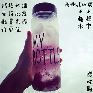 韩国my bottle创意玻璃杯带盖水瓶夏季柠檬杯便携车载水杯随手杯