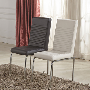 新款包邮物流时尚简约优质皮革缝制拼接不锈钢支架靠背餐椅椅子
