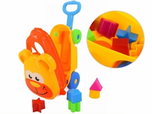 猴子行李箱形状配对玩具积木车宝宝启蒙儿童益智拼装认知盒26368