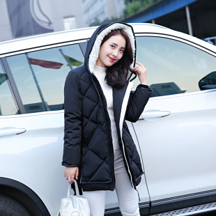 2015冬季女装新款韩版棉服修身中长款胖mm连帽加厚宽松棉衣外套女
