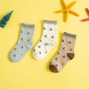 2015新款男童袜子纯棉卡通童袜三角图案儿童袜子小孩松口短袜包邮