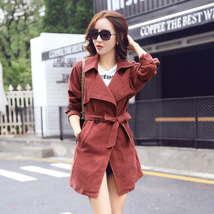 2015秋装新款韩版大码修身女式风衣中长款长袖显瘦风衣外套西装领