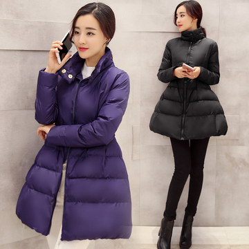 2015冬季新款韩版时尚收腰显瘦棉衣女中长款a字型斗篷棉服外套