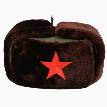 俄罗斯军用雷锋帽男皮帽子冬天中老年人军帽军绿色户外棉帽
