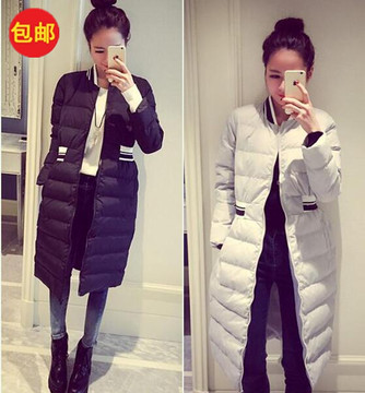 冬新品韩国加厚保暖条纹收腰显瘦长款棉衣棉服女学生棉袄