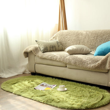 现代简约欧式 卧室床边毯床前毯 可爱椭圆形水洗丝毛 地毯脚垫