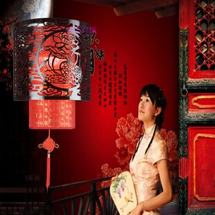 中式古典仿羊皮吊灯 茶楼包厢餐厅 客厅卧室灯走廊门厅荷花小吊灯