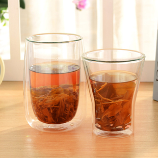 高端无铅耐热杯子玻璃杯双层水杯创意奶茶杯果汁杯