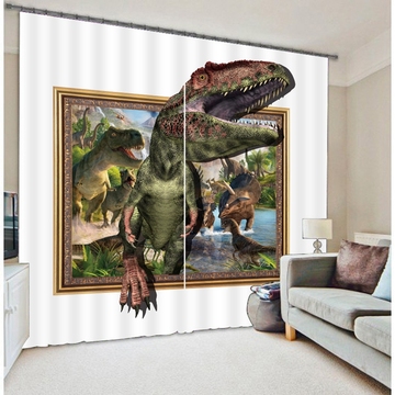 3D恐龙印花窗帘侏罗纪公园精品立体遮光